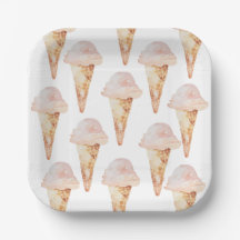 Placa cuadrada de papel de 7" con crema de hielo