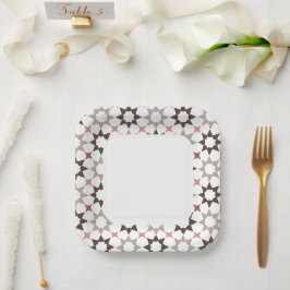 Plato De Papel Placa cuadrada de papel de patrón árabe