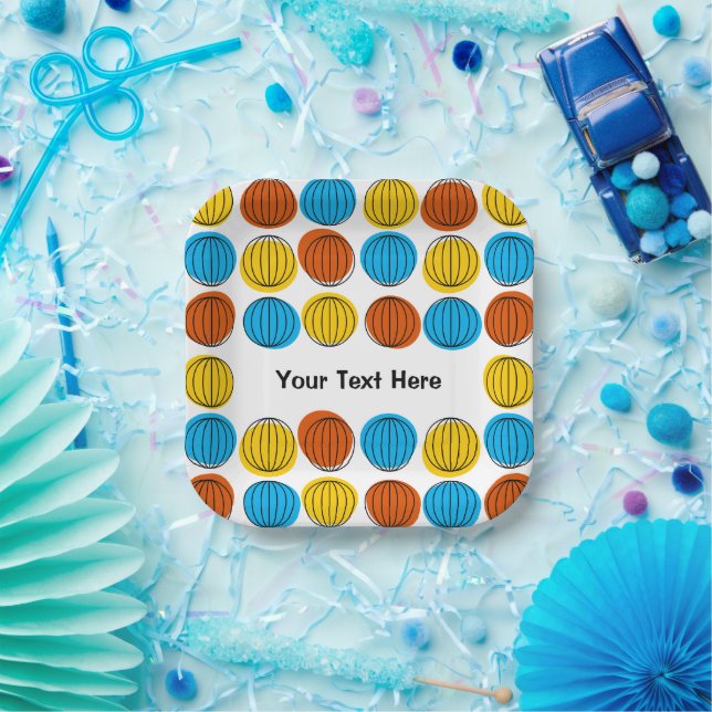 Plato De Papel Placa cuadrada de papel Globe Multi Textos (Fiesta)