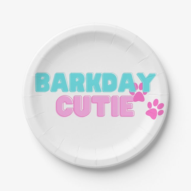 Plato De Papel Placa Cutie de papel Barkday (Anverso)