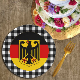 Plato De Papel Placa de Alemania, plancha de búfalo y bandera ale