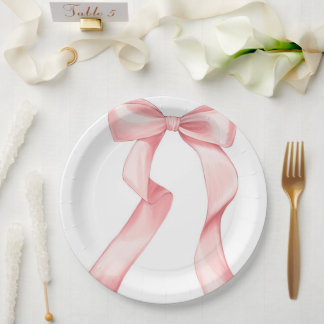 Plato De Papel Placa de arco rosado 9"