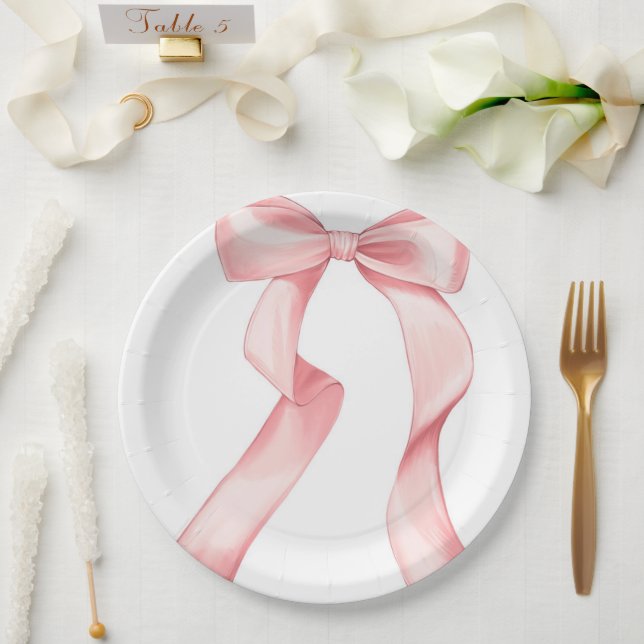 Plato De Papel Placa de arco rosado 9" (Boda)