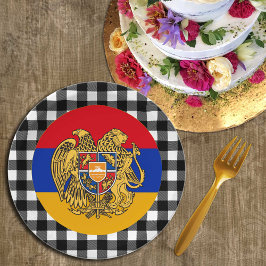 Plato De Papel Placa de Armenia, plancha de búfalo y bandera arme