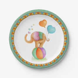 Plato De Papel Placa de arte para el circo de elefantes de Baby S