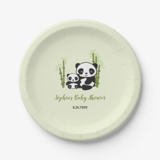 Plato De Papel Placa de Baby Shower del oso de panda de la mamá y