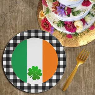 Plato De Papel Placa de bandera irlandesa, Shamrock, chapa de búf