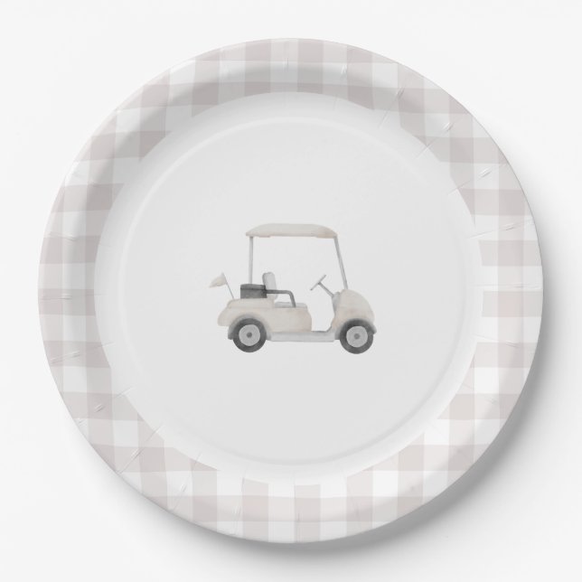 Plato De Papel placa de bebé de golf neutra (Anverso)