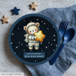 Plato De Papel Placa de celebración de Baby Shower del astronauta