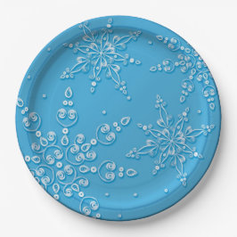 Plato De Papel Placa de cena con copos de nieve