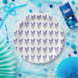 Plato De Papel Placa de cena de patrón de tela de Bluebells