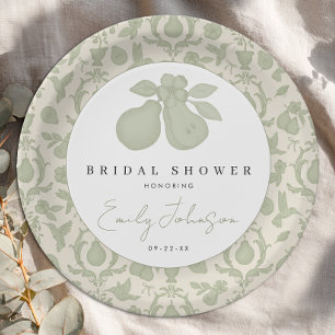 Plato De Papel Placa de cena Pear Bridal Shower