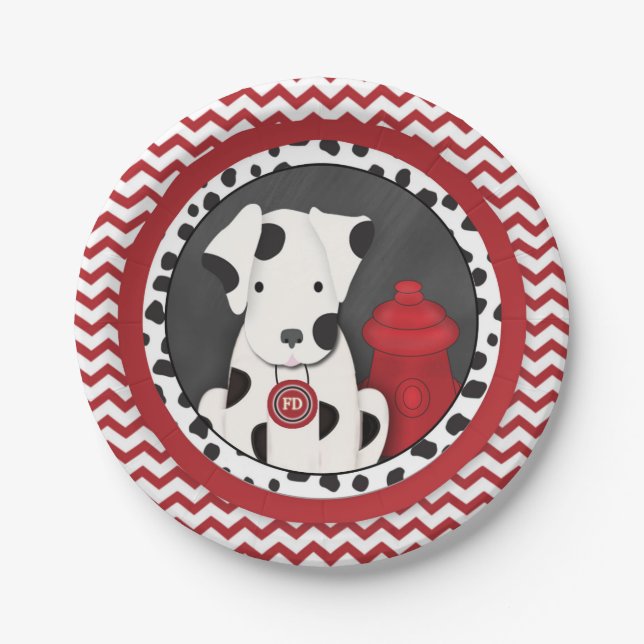 Plato De Papel Placa de Chevron del fiesta del bombero (Anverso)