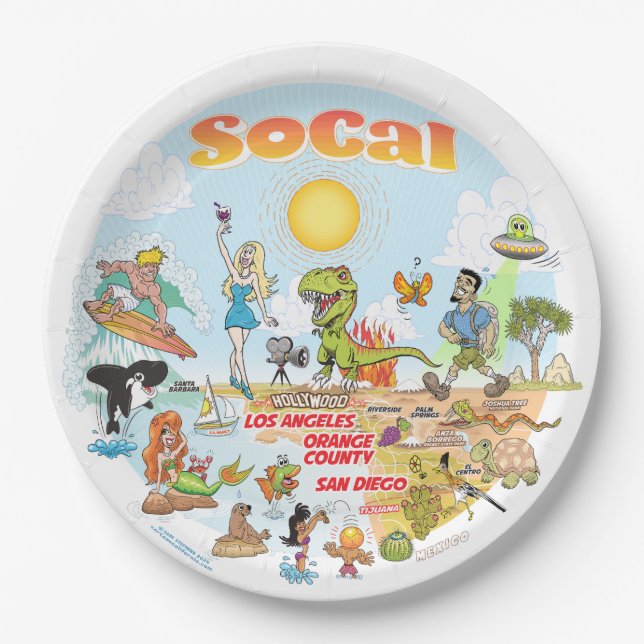 Plato De Papel Placa de cielo azul SoCal (Anverso)