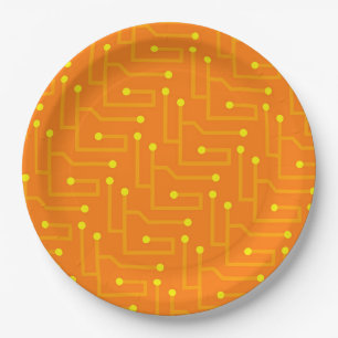 Plato De Papel Placa de circuito del ordenador Naranja técnico mo