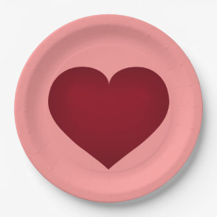 Plato De Papel Placa de corazón de Crimson