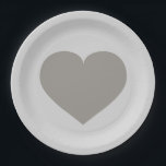 Plato De Papel Placa de corazón plateado<br><div class="desc">Este plato de papel presenta un sólido corazón de plata.</div>