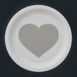Plato De Papel Placa de corazón plateado<br><div class="desc">Este plato de papel presenta un sólido corazón de plata.</div>