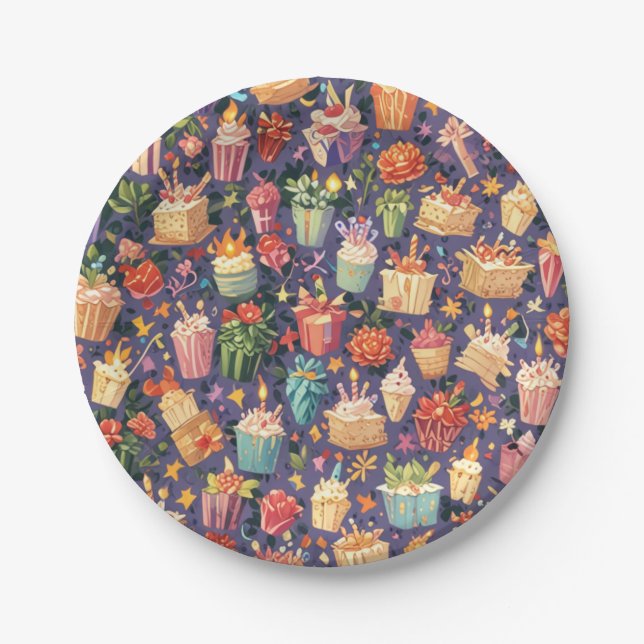 Plato De Papel placa de cumpleaños (Anverso)