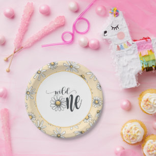 Plato De Papel Placa de cumpleaños de margarita - salvaje - amari