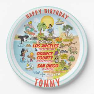Plato De Papel Placa de cumpleaños de personalizable SoCal