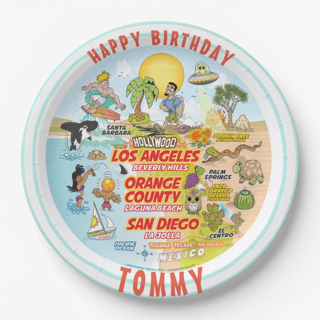 Plato De Papel Placa de cumpleaños de personalizable SoCal (Anverso)