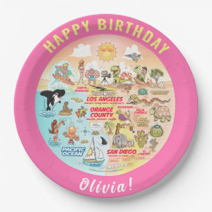 Plato De Papel Placa de cumpleaños de personalizable SoCal Sunset