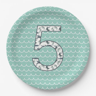 Plato De Papel Placa de cumpleaños de tiburón personalizado Qui