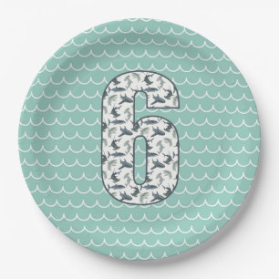 Plato De Papel Placa de cumpleaños de tiburón personalizado Sex