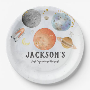 Plato De Papel Placa de cumpleaños espacial