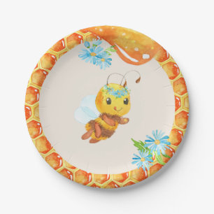 Plato De Papel Placa de cumpleaños para abejas - Chica