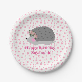Plato De Papel Placa de cumpleaños personalizada de Hedgehog