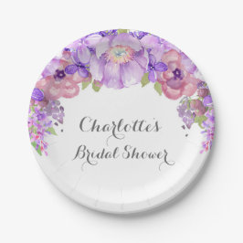 Plato De Papel Placa de ducha bucal floral Rusple Purple Lilac