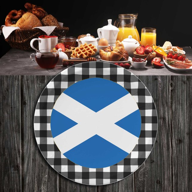 Plato De Papel Placa de Escocia, manta de búfalo y bandera escoce (Subido por el creador)