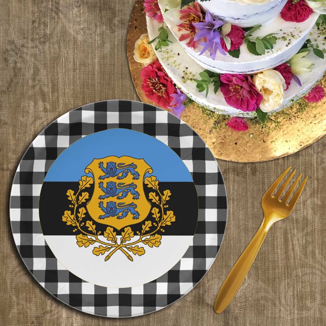 Plato De Papel Placa de Estonia, plancha de búfalo y bandera esto (Subido por el creador)