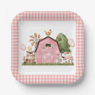 Plato De Papel Placa de Fiesta animal de grano rosa