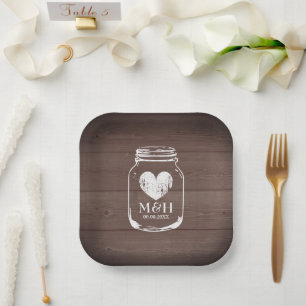 Plato De Papel Placa de fiesta de boda cuadrada de imprenta de ma