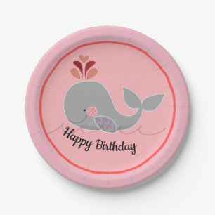 Plato De Papel Placa de fiesta de cumpleaños de ballena marina r