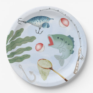 Plato De Papel Placa de Fiesta de pesca