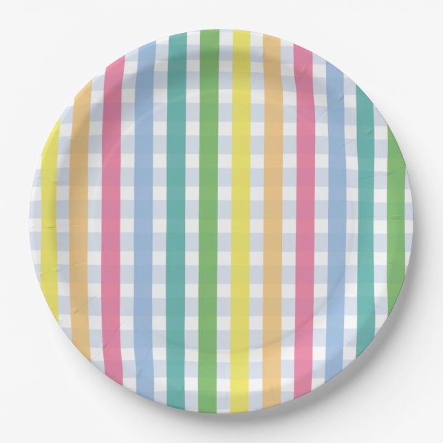 Plato De Papel Placa de Fiesta de Plaid Gingham (Anverso)
