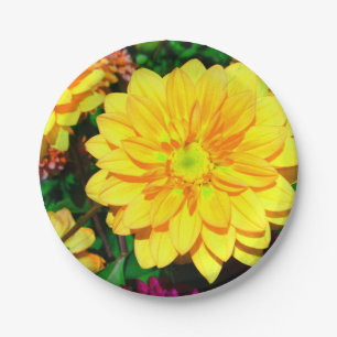 Plato De Papel Placa de flor amarillo brillante