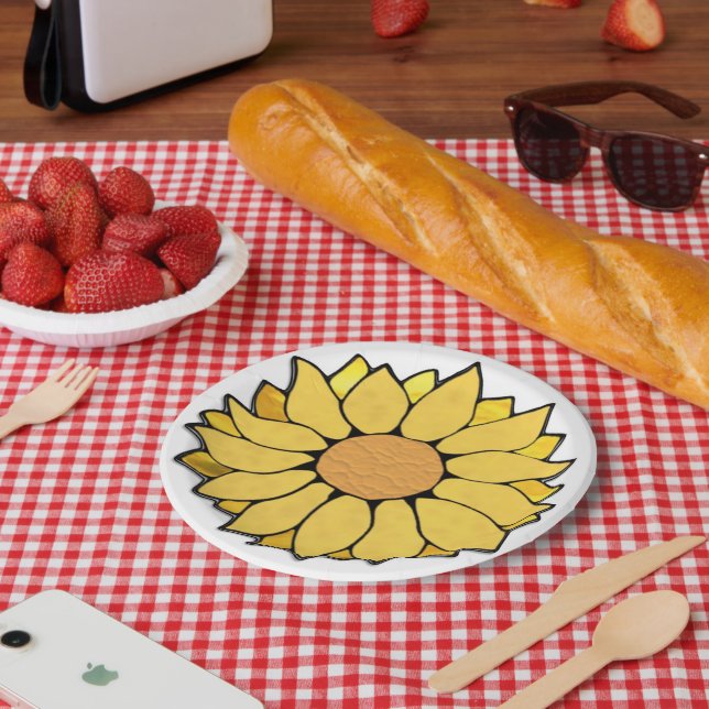 Plato De Papel Placa de girasol de vidrio templado (Picnic)
