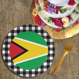 Plato De Papel Placa de Guyana, plancha de búfalo y bandera de Gu