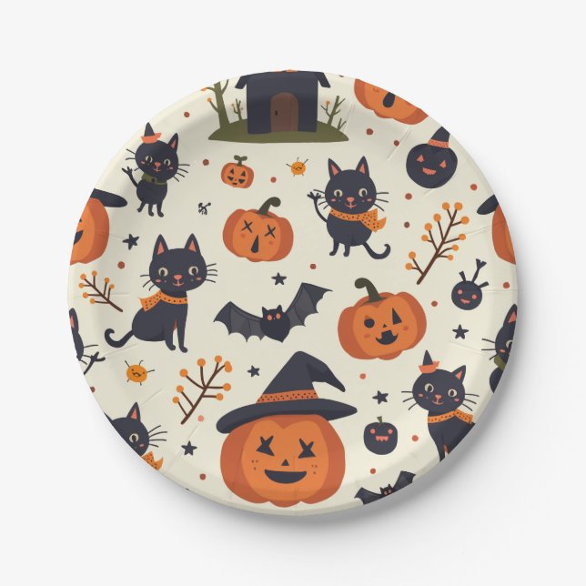 Plato De Papel Placa de Halloween (Anverso)