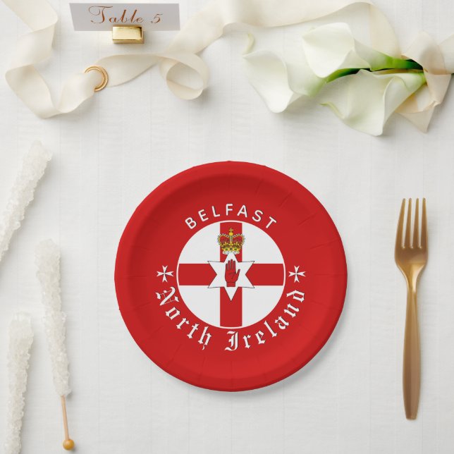 Plato De Papel Placa de Irlanda del Norte, Belfast, Bandera de Ul (Boda)