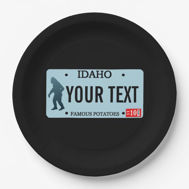 Plato De Papel Placa de licencia de Idaho Sasquatch (Anverso)