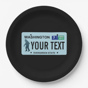 Plato De Papel Placa de licencia de Washington Sasquatch