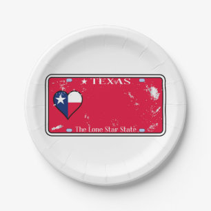 Plato De Papel Placa de Licencia Estatal de Texas con daños