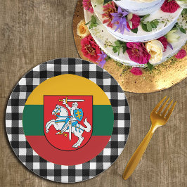 Plato De Papel Placa de Lituania, manta de búfalo y bandera litua