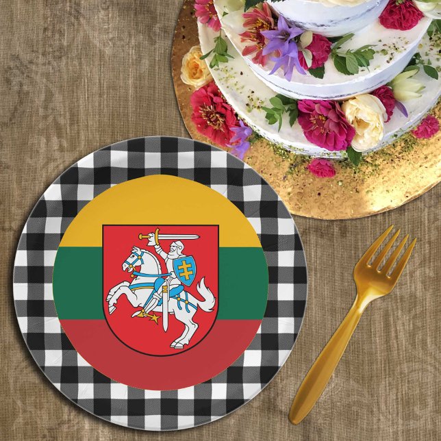 Plato De Papel Placa de Lituania, manta de búfalo y bandera litua (Subido por el creador)